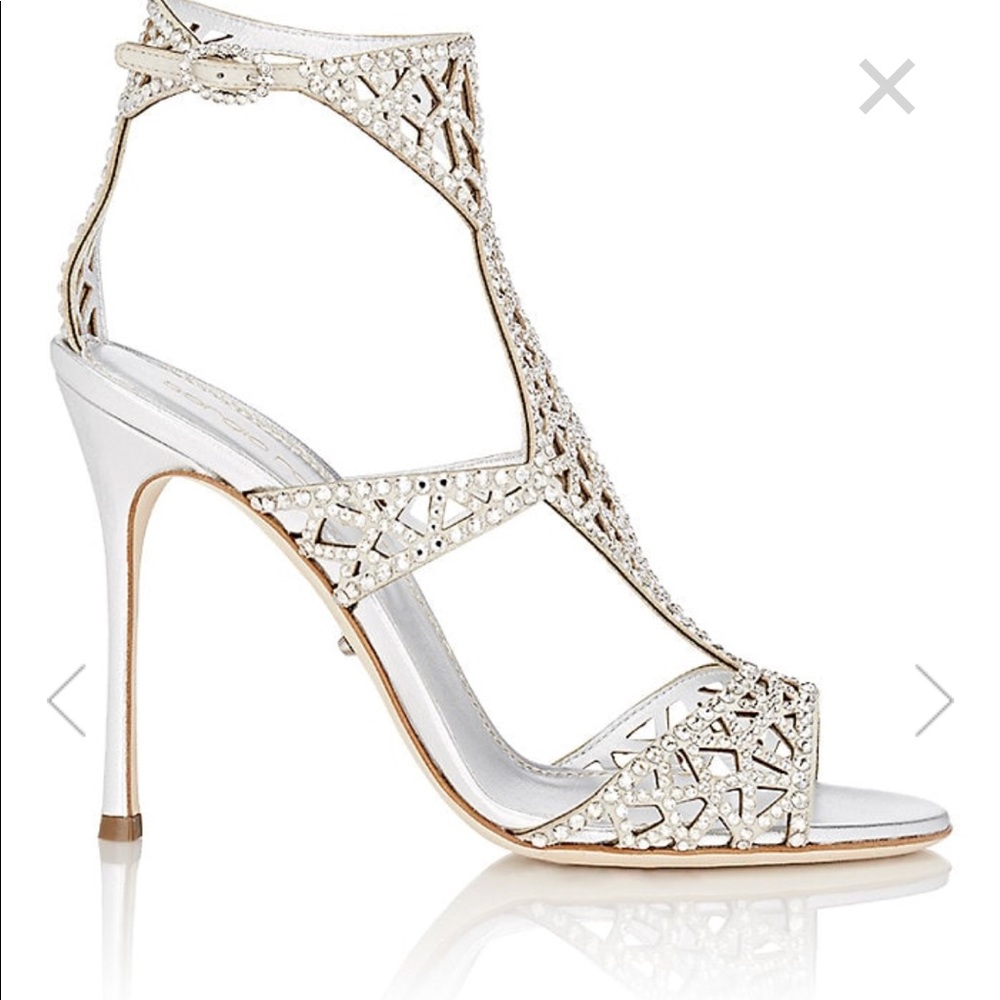 SERGIO ROSSI EMBELLISHED TRESOR T STRAP SANDALS - Picture 3 of 6